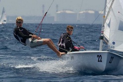 Paul Snow Hansen and Jason Saunders at the 470 World Championships in Barcelona, Spain.